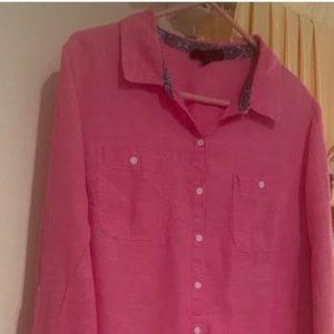 Lane Bryant Bright Pink Cotton Shirt